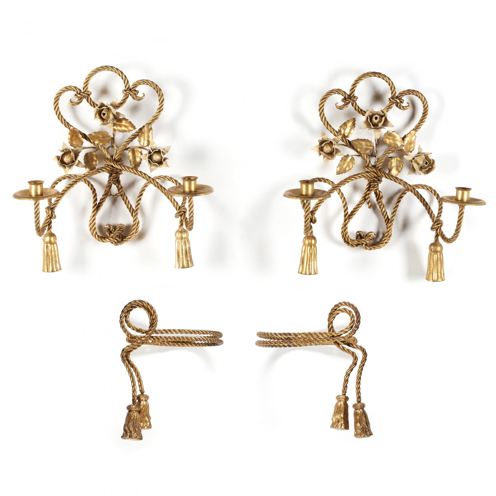 Eight Italian Gilt Tassel Curtain Tie-Backs and a Pair of Sconces (1 of 9)