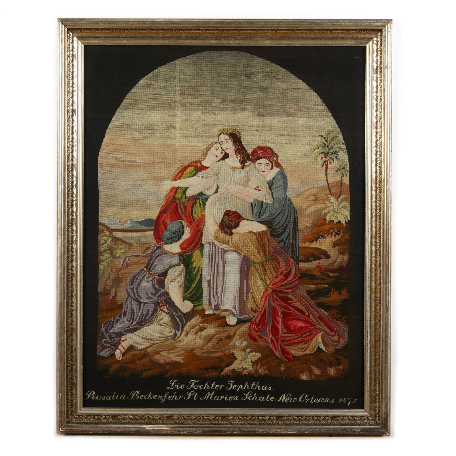 Rosalia Beckenfehr's Large Pictorial Needlework, St. Marien Schule, New Orleans (1 of 4)