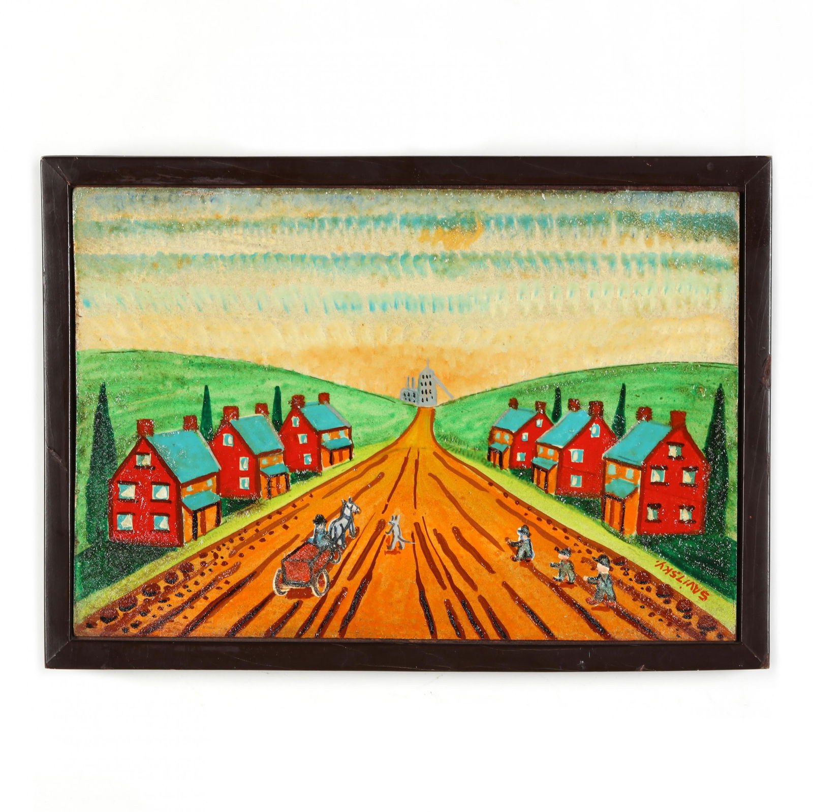 John 'Jack' Savitsky (American, 1910-1991), Village Scene (1 of 4)