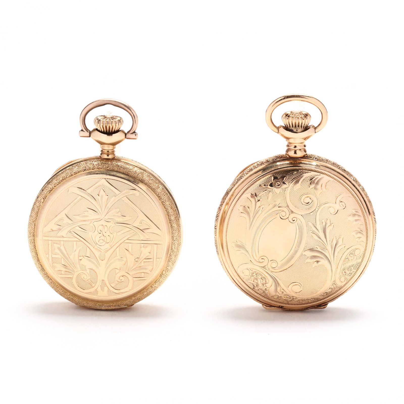 Two Lady's Antique Gold Hunter Case Pocket Watches, Waltham (1 of 10)