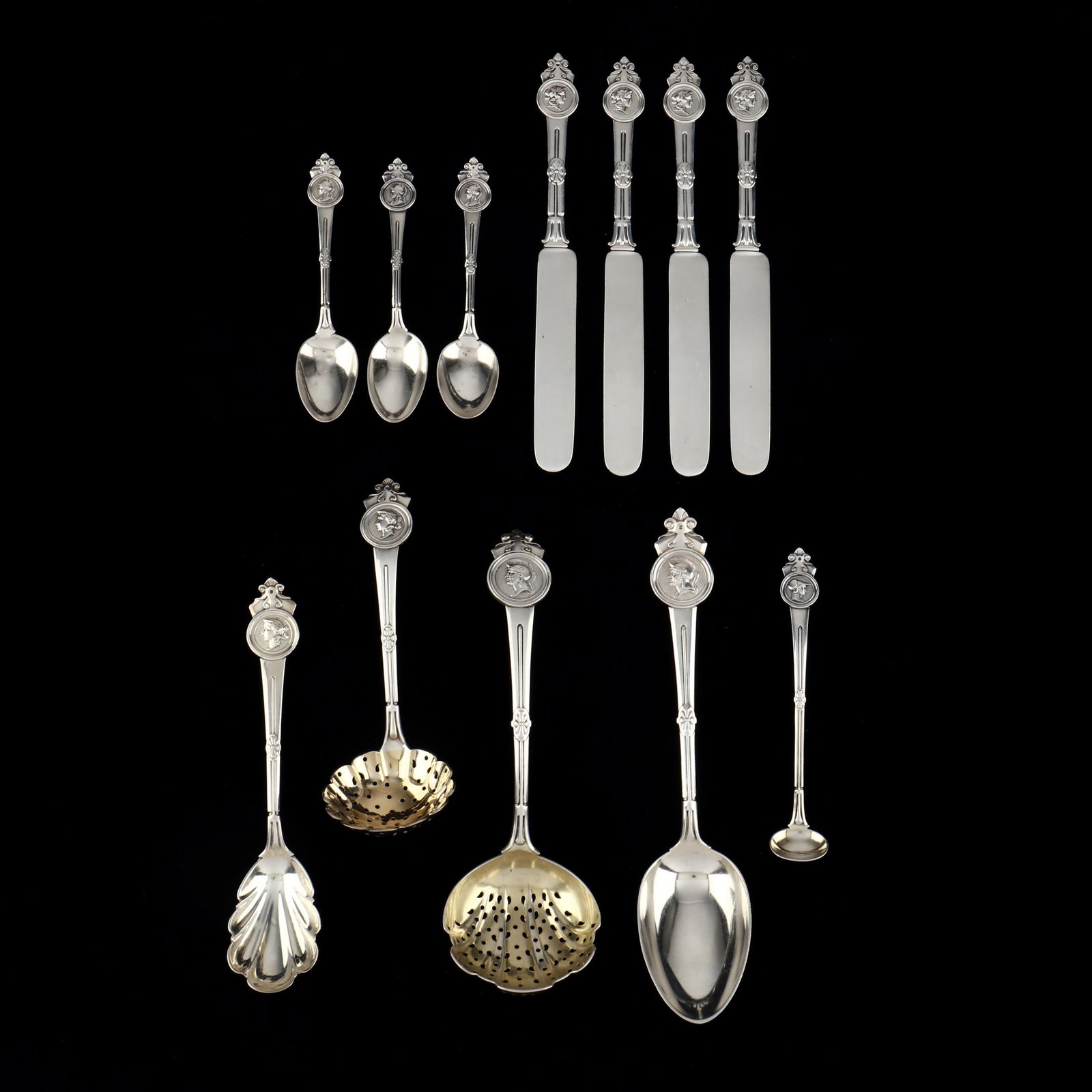 Twelve Gorham  Medallion  Sterling Silver Flatware Items (1 of 6)