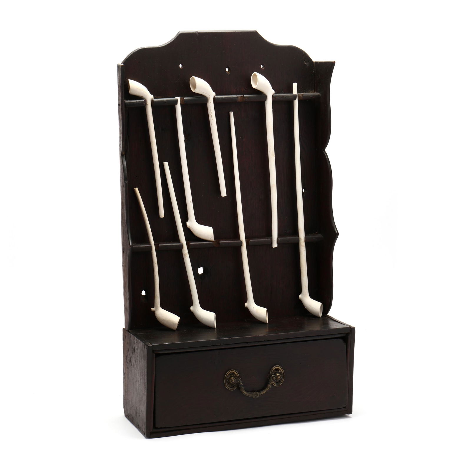 Antique English Oak Hanging Display with Pipes (1 of 4)