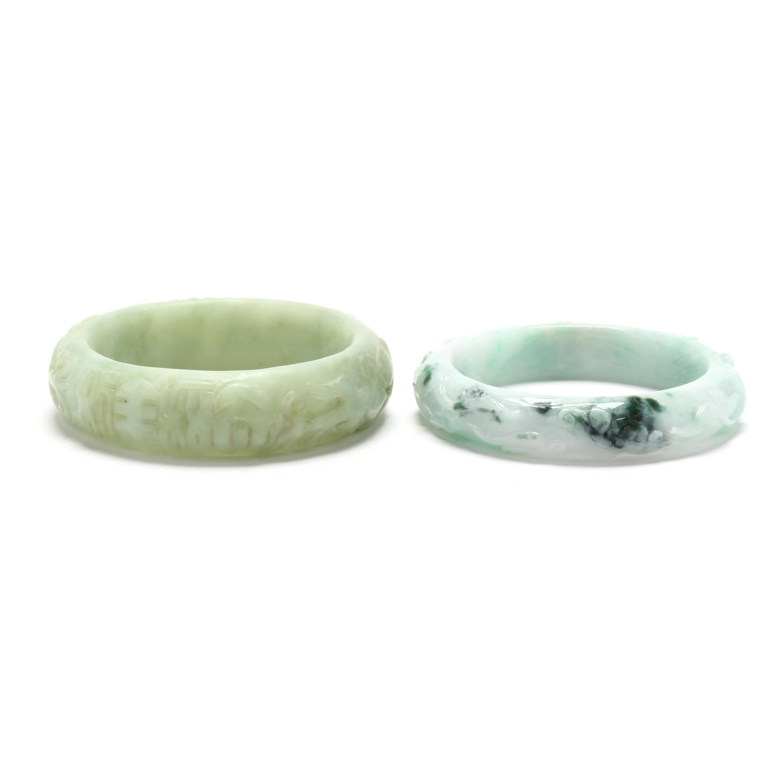 Two Carved Jade Bangles (1 of 4)