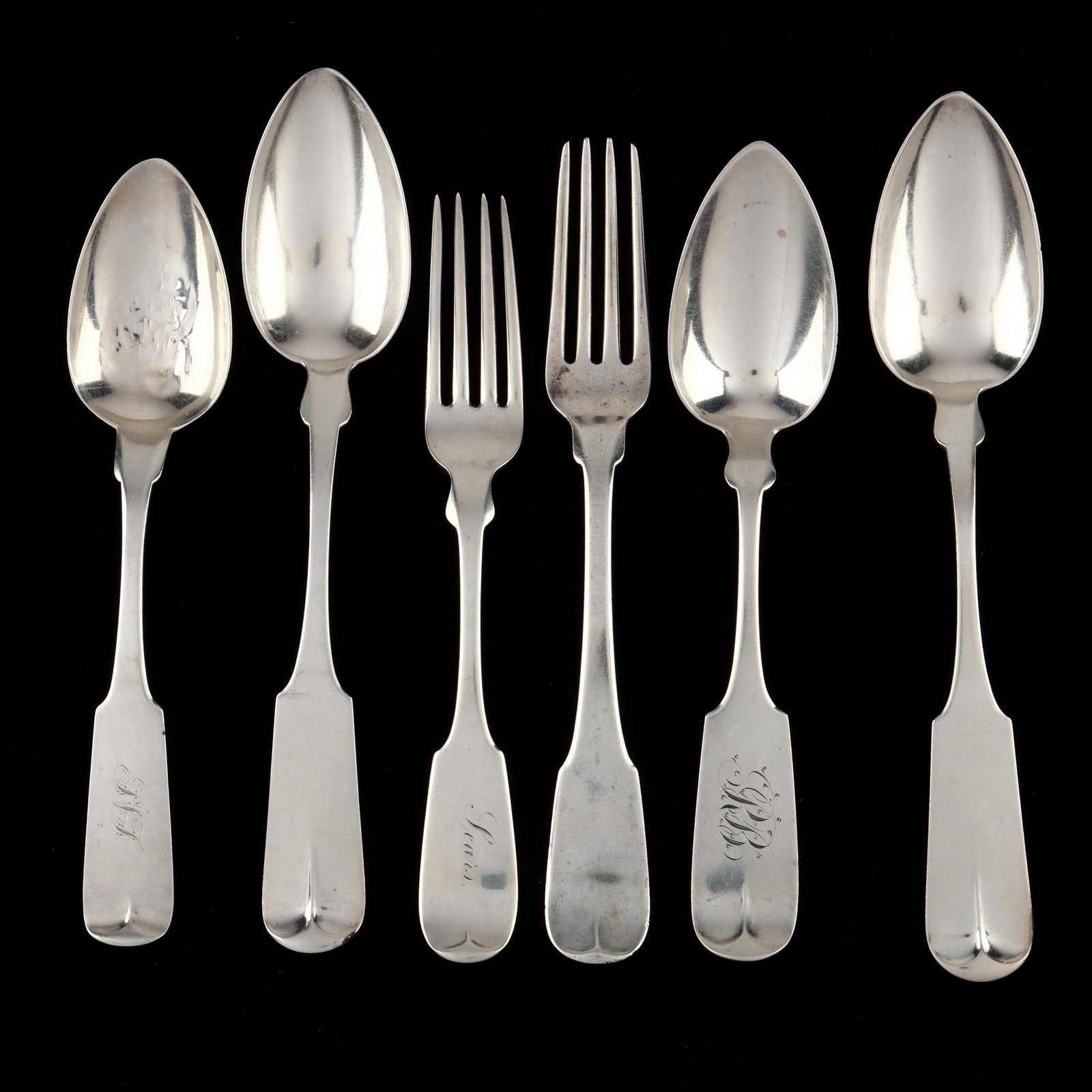 Six American Coin Silver Flatware Pieces, including Mitchell & Tyler (1 of 4)