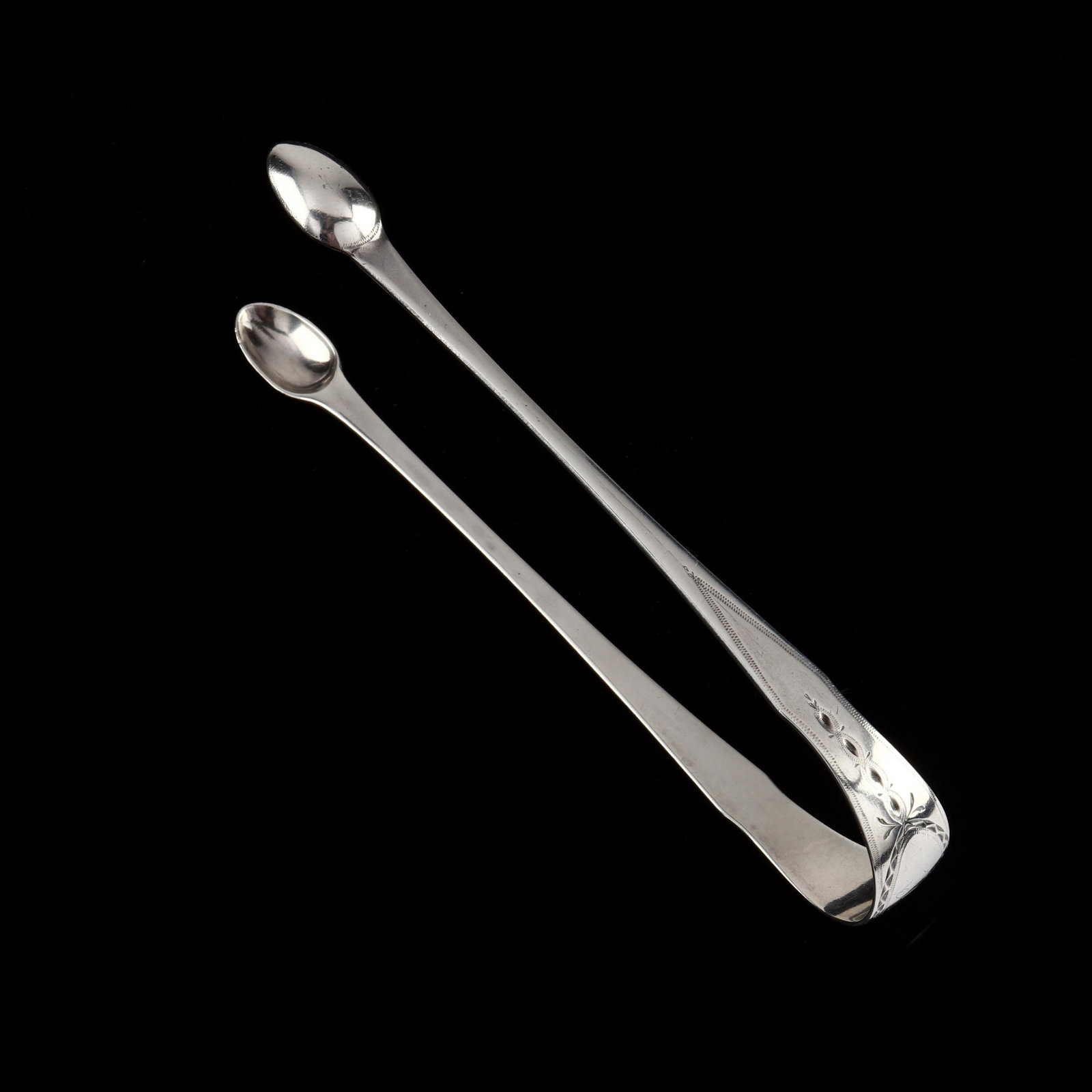 18th Century Coin Silver Sugar Tongs, mark of Joseph Dubois (1 of 3)