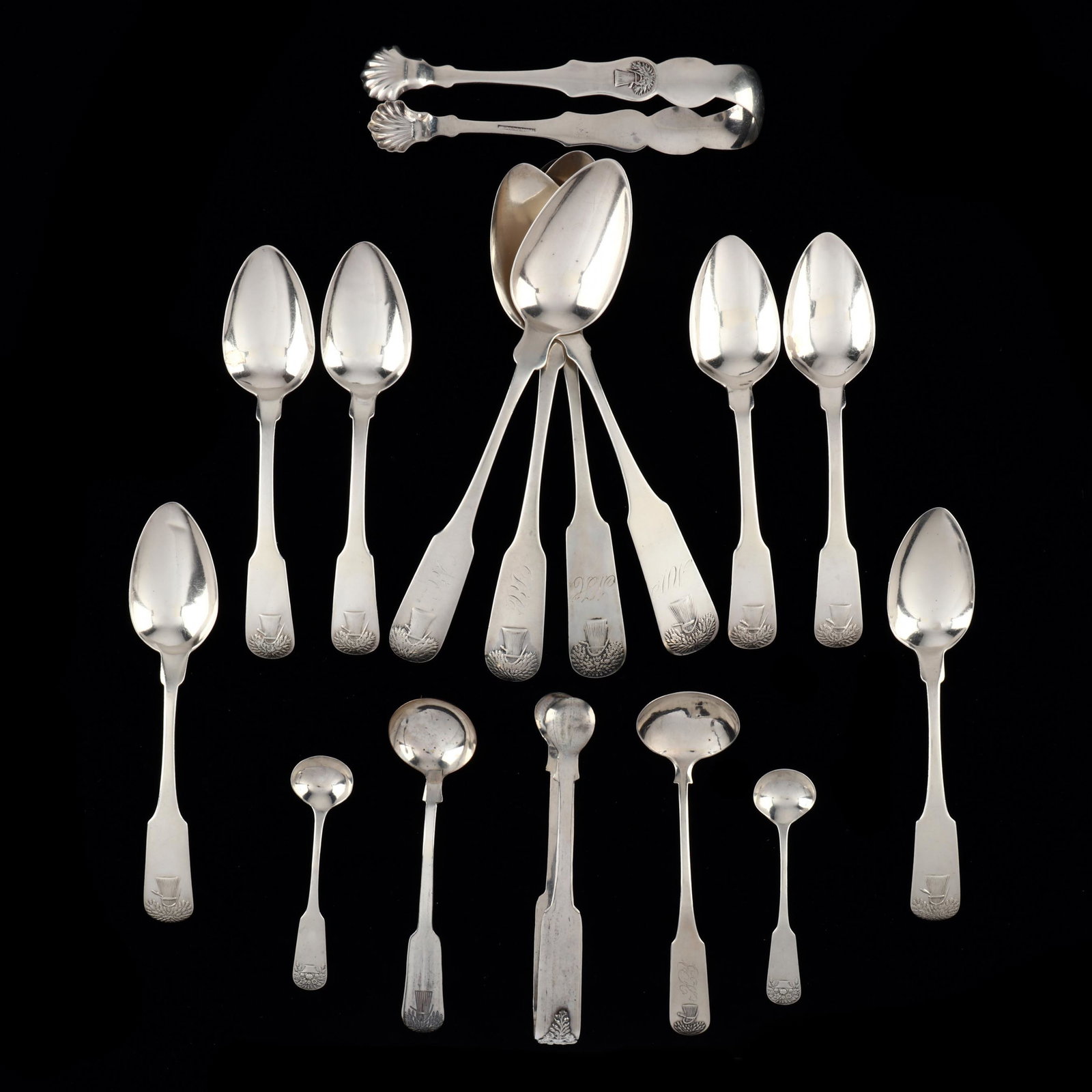 A Collection of American Coin Silver  Sheaf of Wheat  and  Basket of Flowers  Flatware (1 of 4)