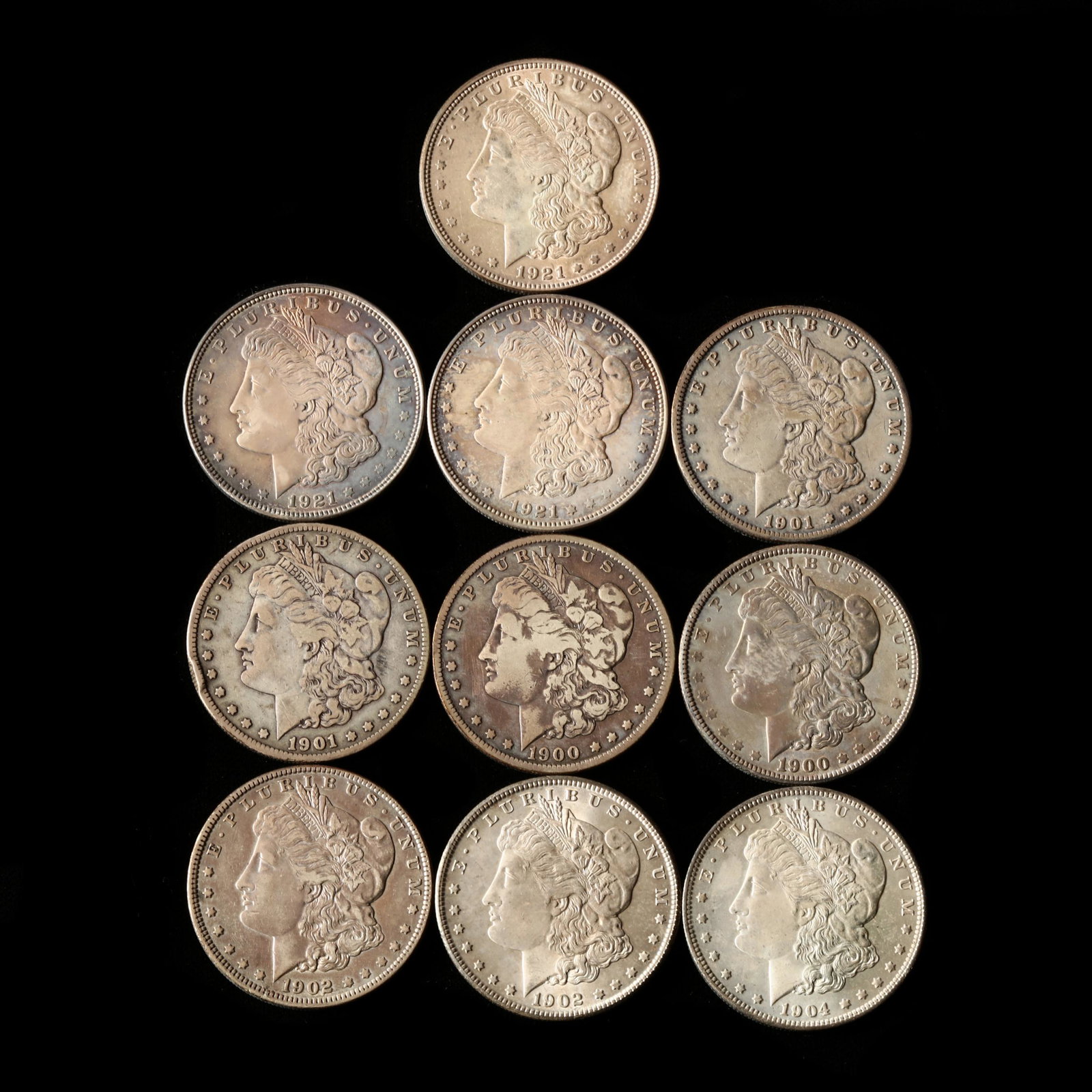 Ten (10) 20th Century Morgan Silver Dollars (1 of 2)