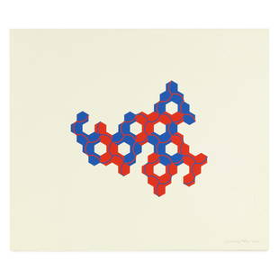 Anthony Hill (British, b. 1930), Parity Study in Red and Blue: Anthony Hill (British, b. 1930), Parity Study in Red and Blue serigraph in colors, 1972, pencil signed and numbered 30/75 lower left, printed by Kelpra Studio and with their stamp to verso,