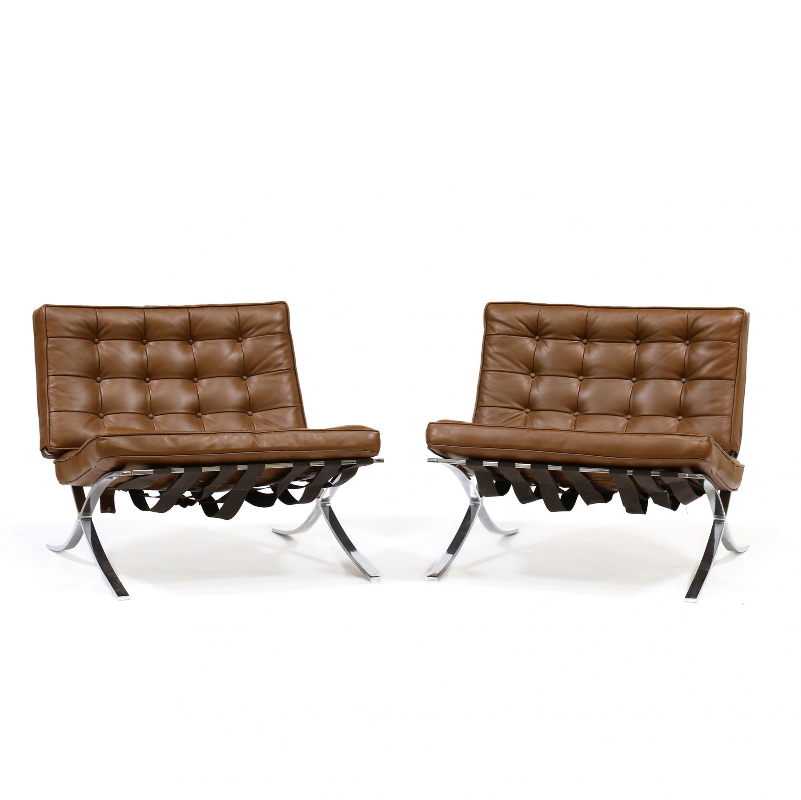 attributed to Ludwig Mies van der Rohe (German/American, 1886-1969), Pair of Barcelona Chairs (1 of 10)