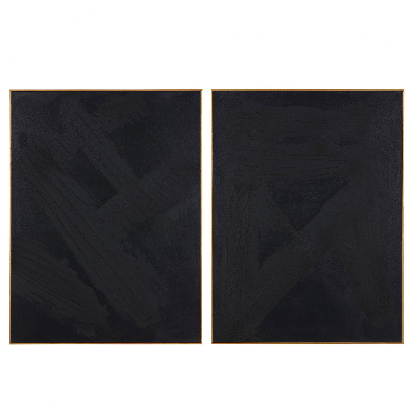 Ron Goins (NC, b. 1954), A Pair of Black-on-Black Abstract Paintings (1 of 6)