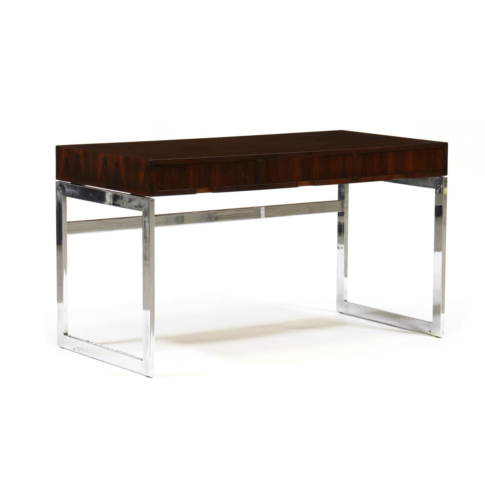 attributed to Milo Baughman (American, 1923-2003), Rosewood and Chrome Desk (1 of 4)