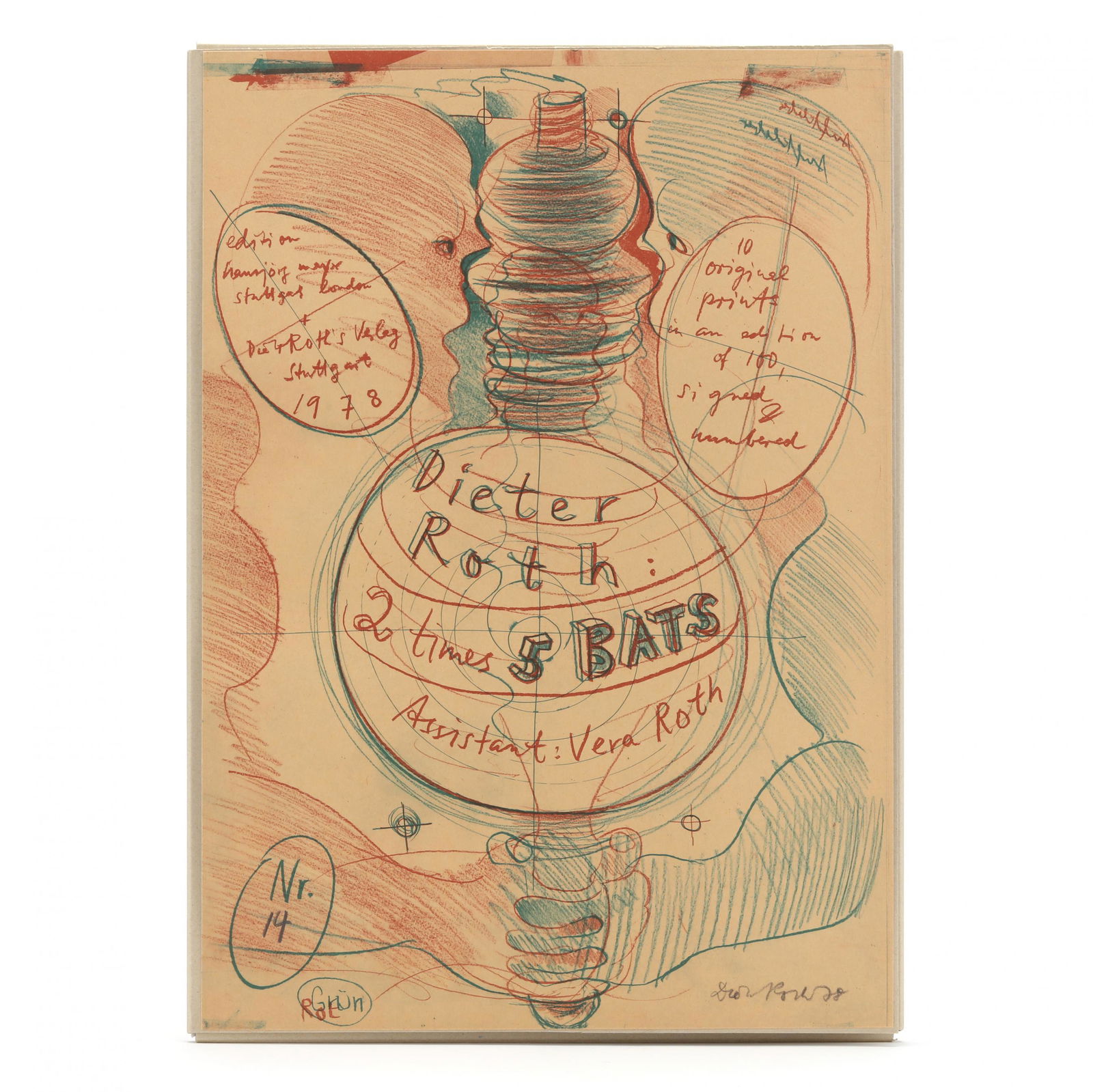 Dieter Roth (German/Swiss, 1930-1998),  2 Times 5 Bats  (Portfolio of 11 Prints) (1 of 10)
