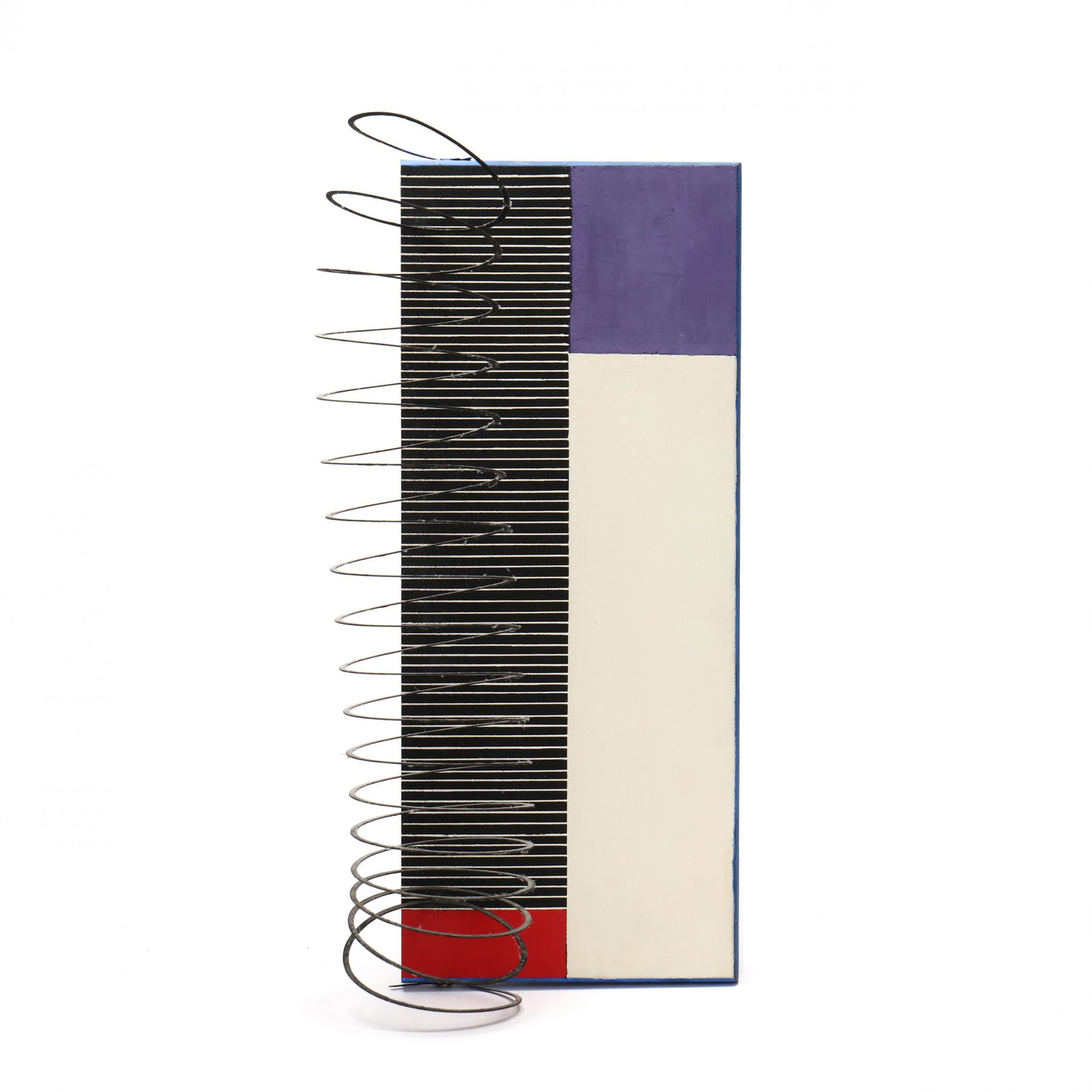 Mid- Century Op Art Sculpture: Mid- Century Op Art Sculpture circa 1970s, acrylic, coiled metal and wood, appears unsigned. 7 1/2 x 14 3/4 x 3 3/4 in. From the Collection of Mr. Ivan Remnitz, Caracas, Venezuela and Pittsboro, North