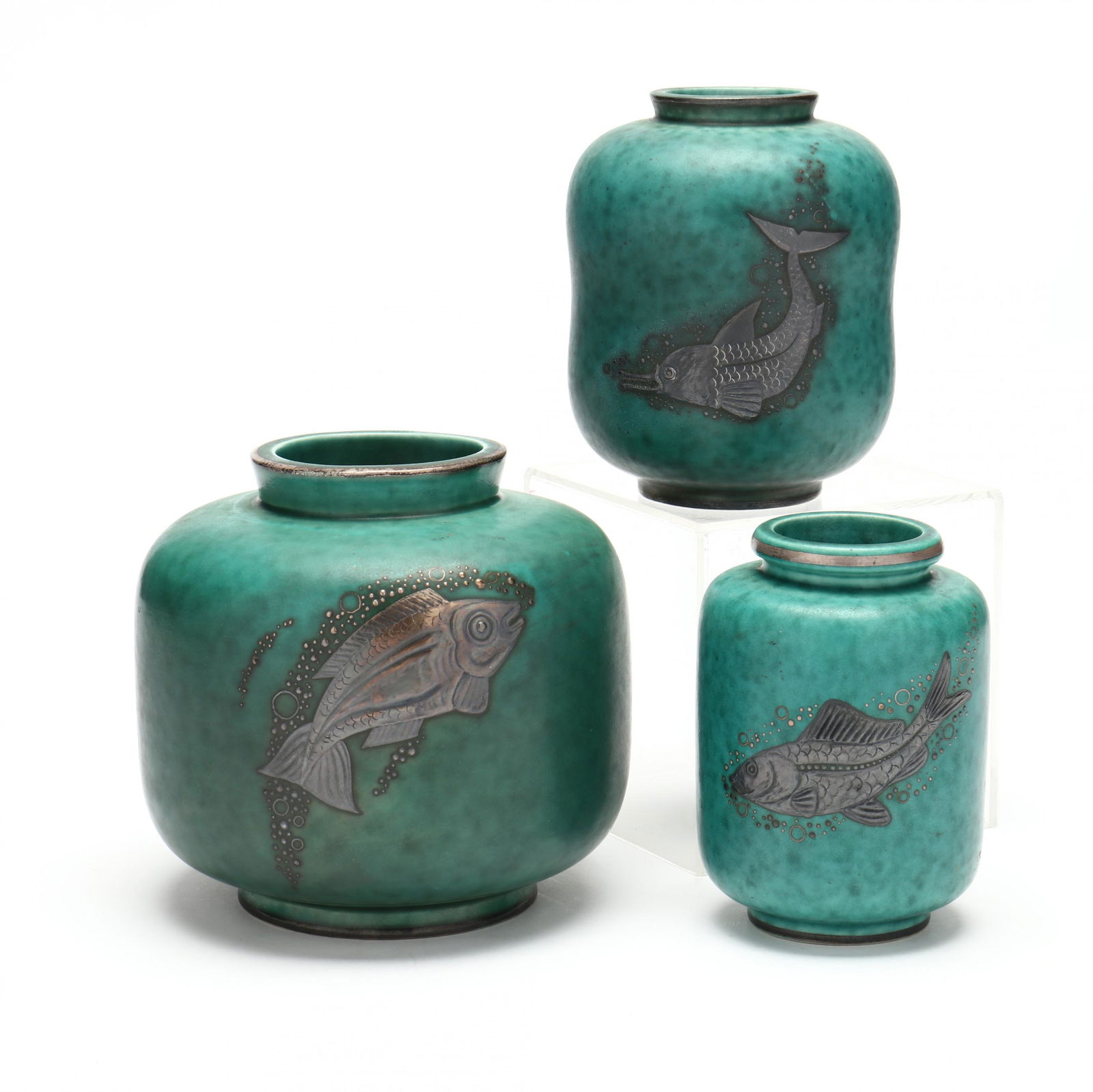 Wilhelm Kage (Swedish), Three Gustavsberg Argenta Vases (1 of 10)
