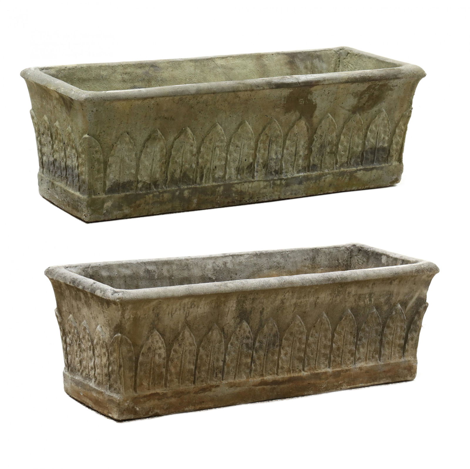 Pair of 4 Ft. Cast Stone Palmate Garden Planters (1 of 6)