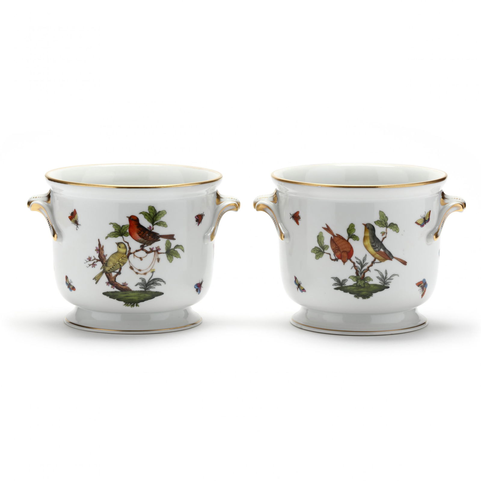 Pair of Herend Porcelain  Rothschild Bird  Cache Pots (1 of 9)
