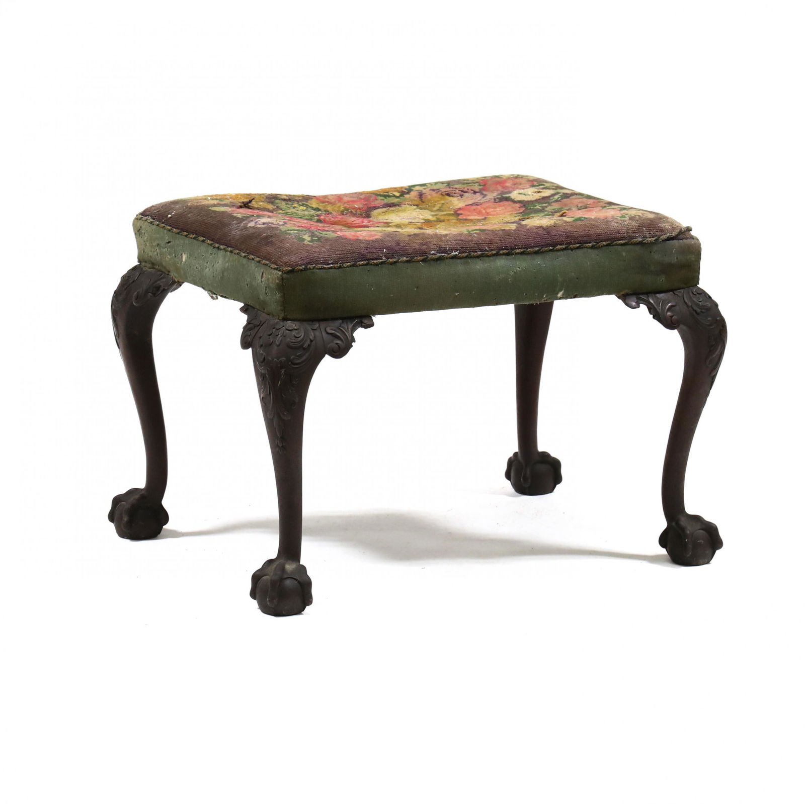 Antique Chippendale Style Carved Mahogany Stool (1 of 4)