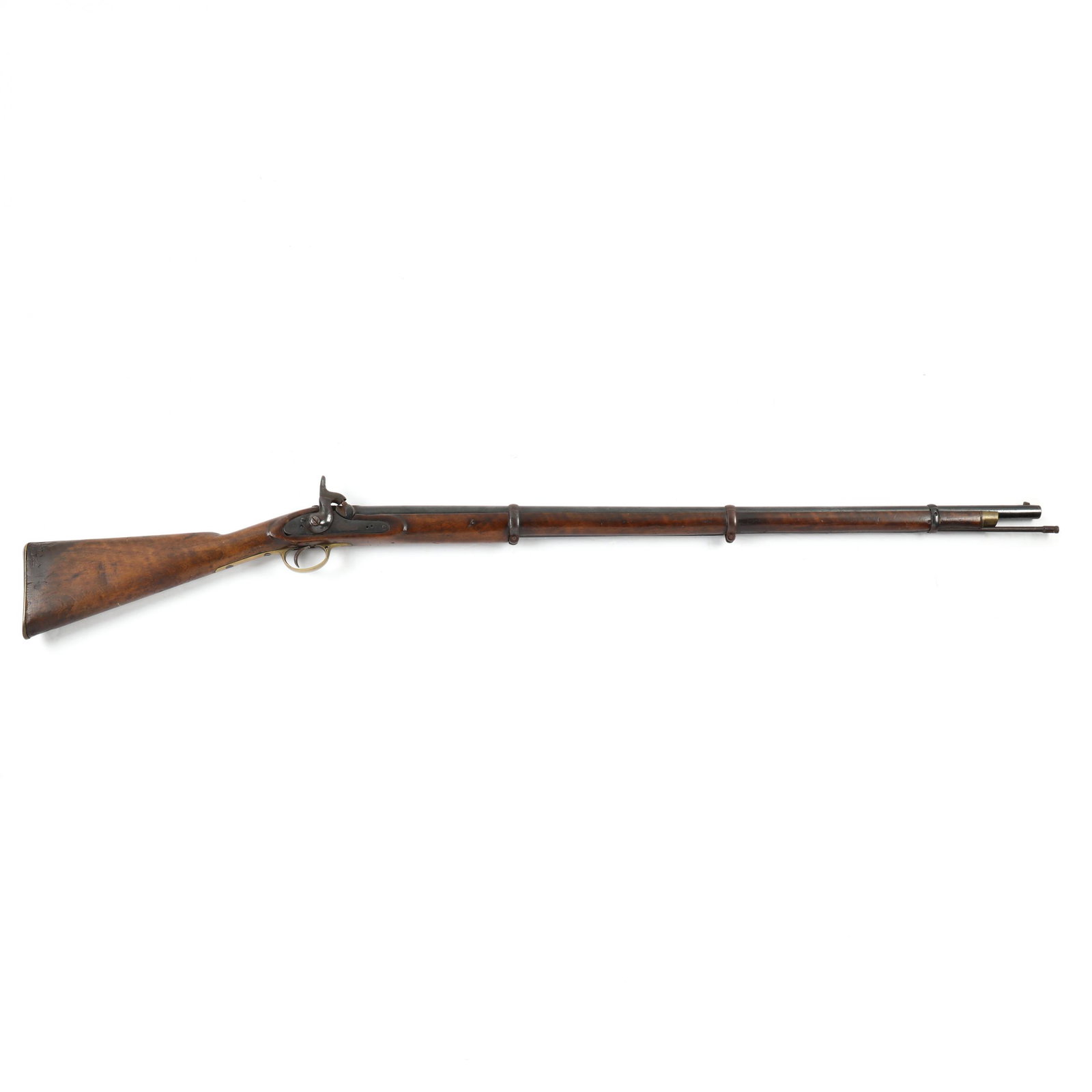 Pattern 1853 Enfield Rifle Musket: Pattern 1853 Enfield Rifle Musket .577 caliber, 38 in. round barrel, walnut stock, the lockplate stamped 1863 / TOWER beneath the breech and with a crown impressed behind the hammer; the nose cap, tri