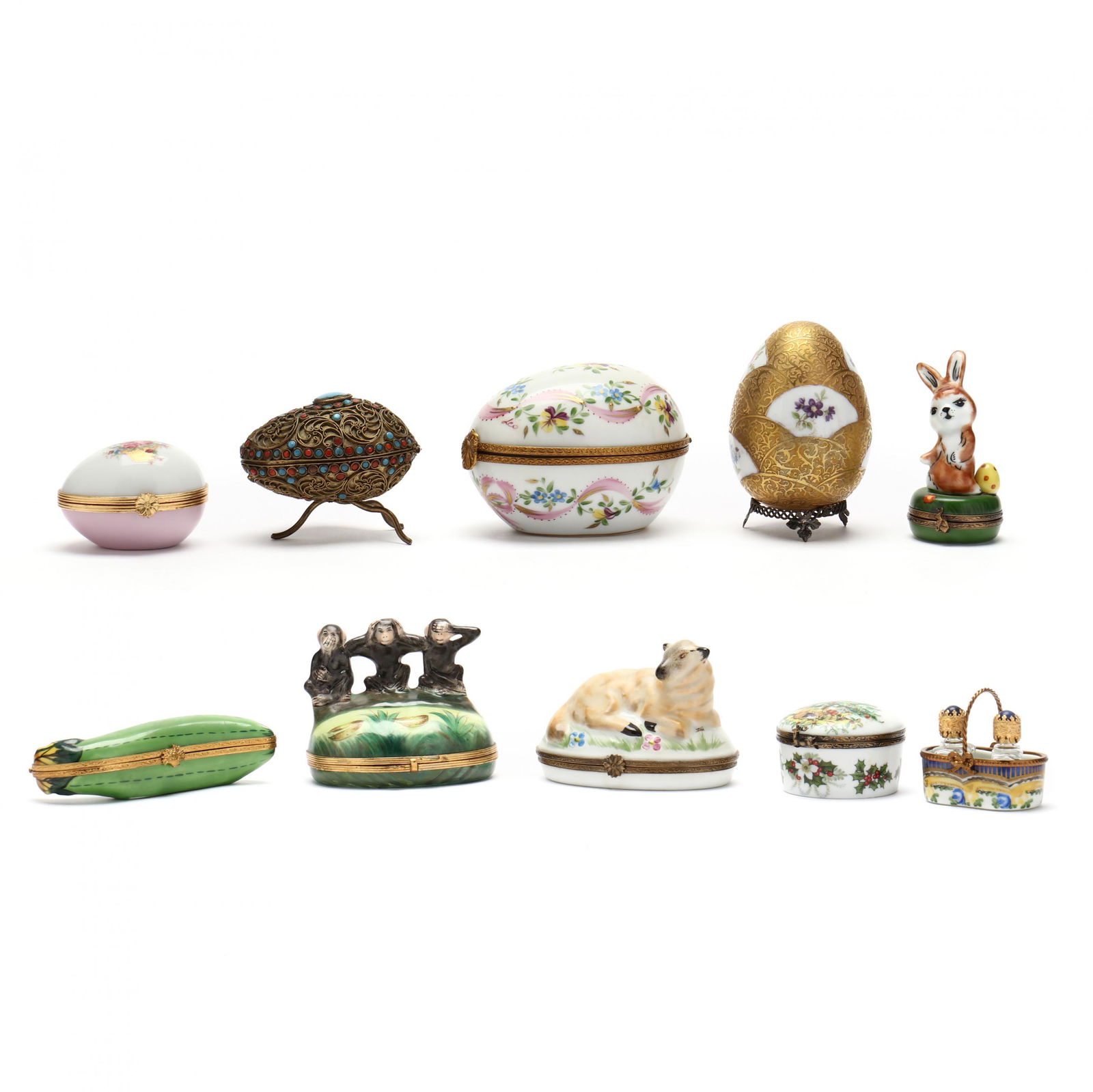 A Collection of Limoges Porcelain Trinket or Pill Boxes (1 of 10)