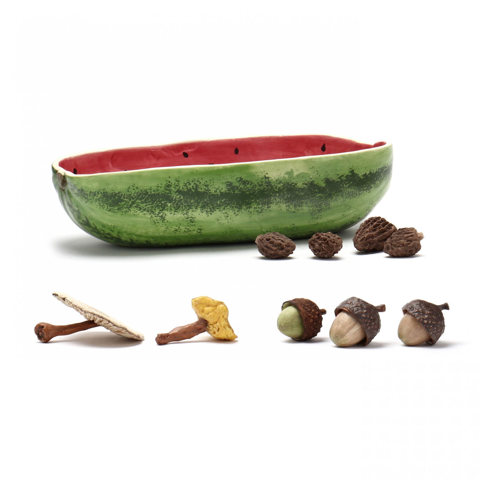 A Group of Mary Kirk Kelly Ceramic Fruit, Nuts and Mushrooms (1 of 10)