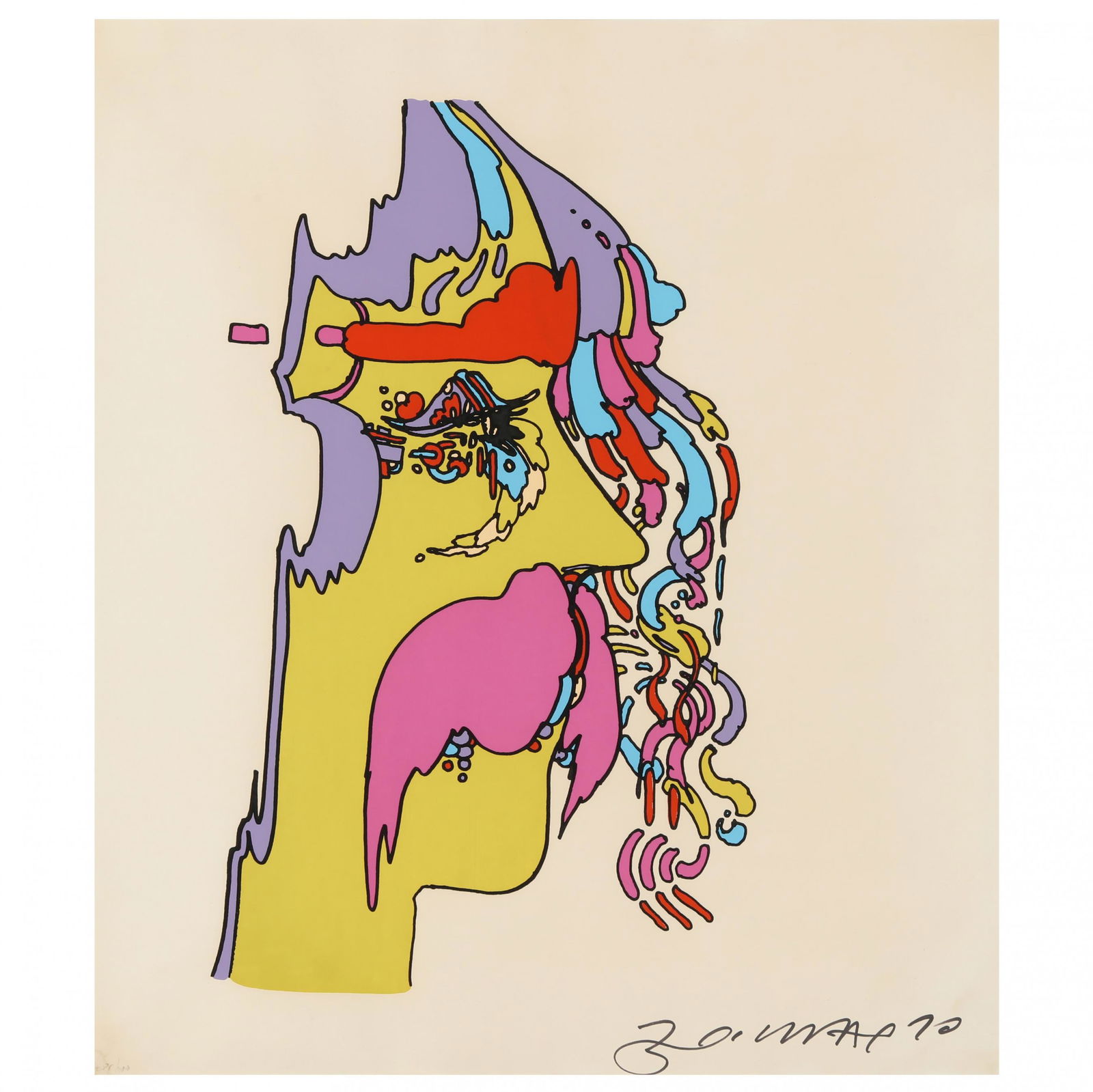 Peter Max (American, b. 1937), Profile Portrait (1 of 4)