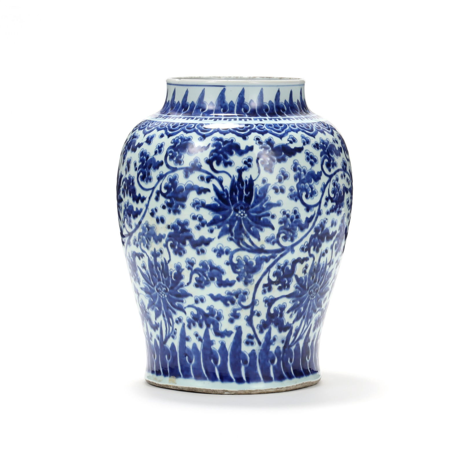 A Chinese Large Blue and White Porcelain Lotus Jar (1 of 7)