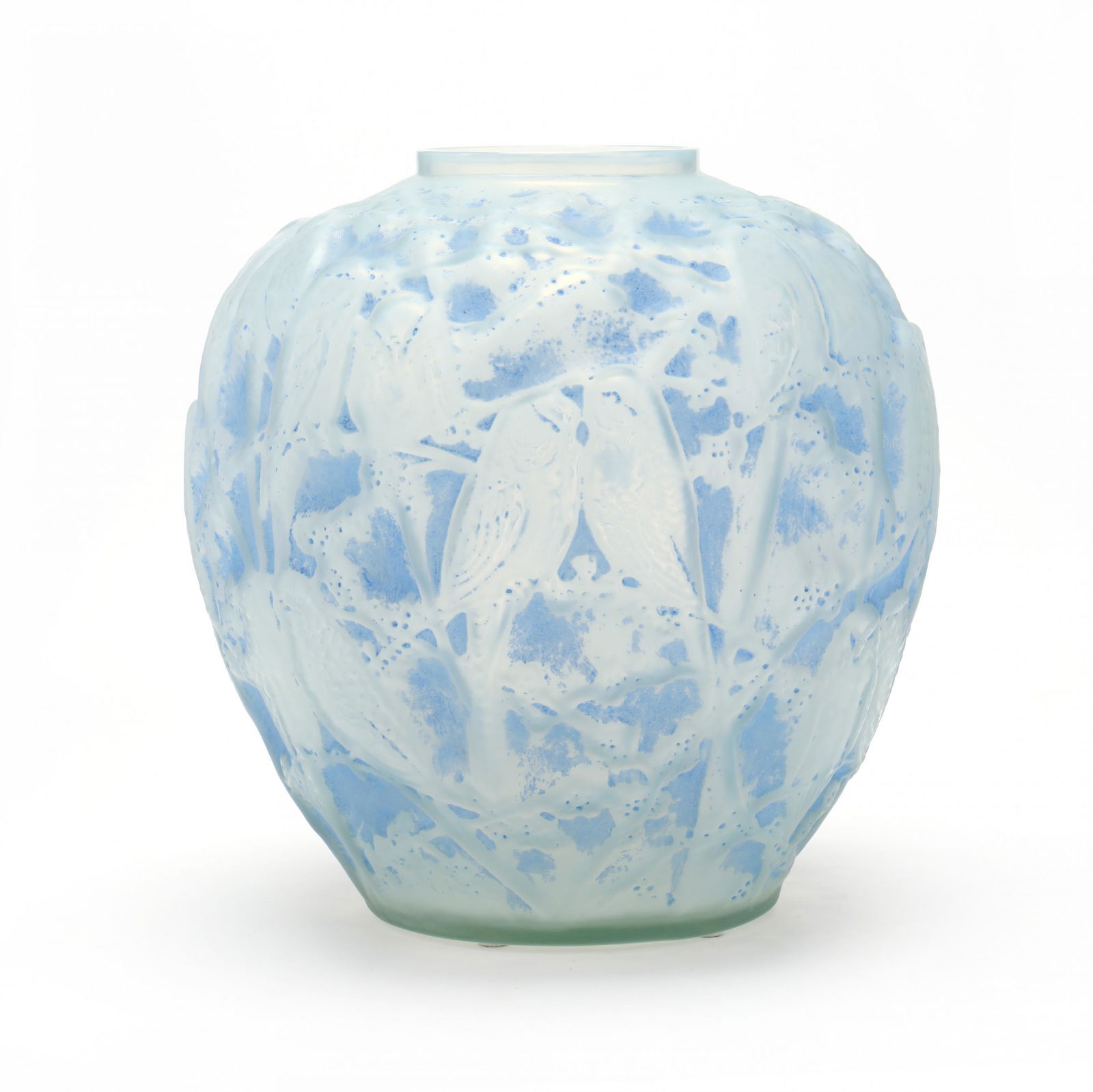 René Lalique (French, 1860-1945),  Perruches  Glass Vase (1 of 8)
