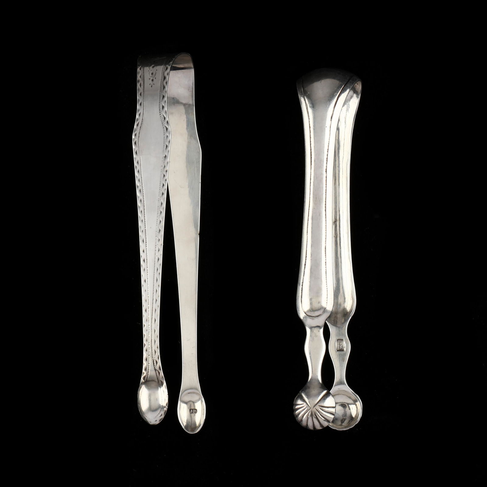 Two Pairs Of Virginia Coin Silver Sugar Tongs