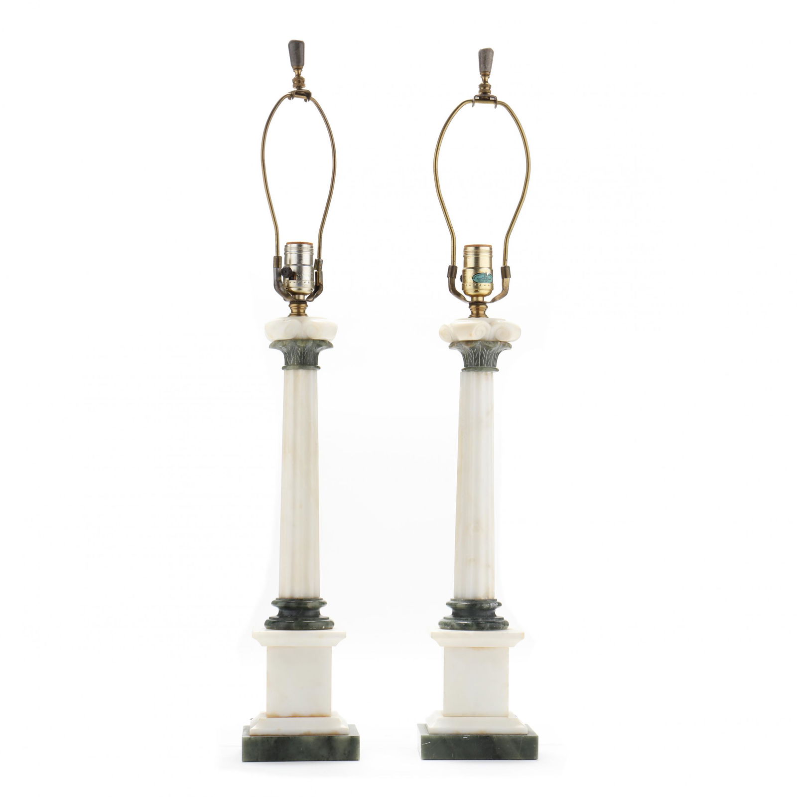 Pair of Carved Marble Column Table Lamps (1 of 10)