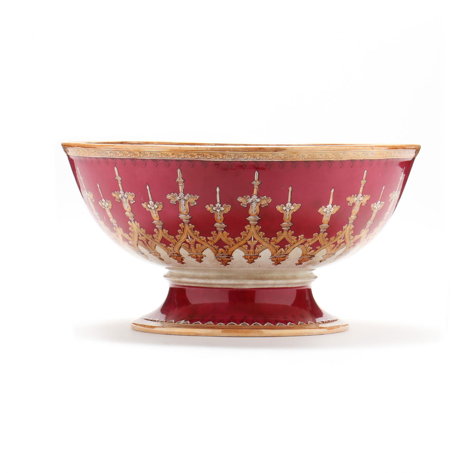 Furnival, Antique Gothic Transferware Punch Bowl (1 of 7)