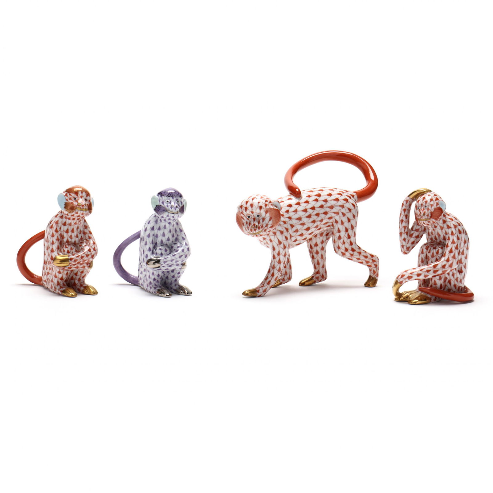 Four Herend Porcelain Simian Figurines (1 of 7)