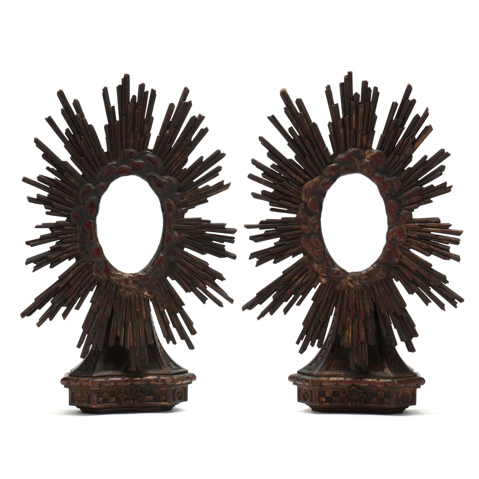A Pair of Carved Giltwood Sunburst Reliquary Monstrances (1 of 6)