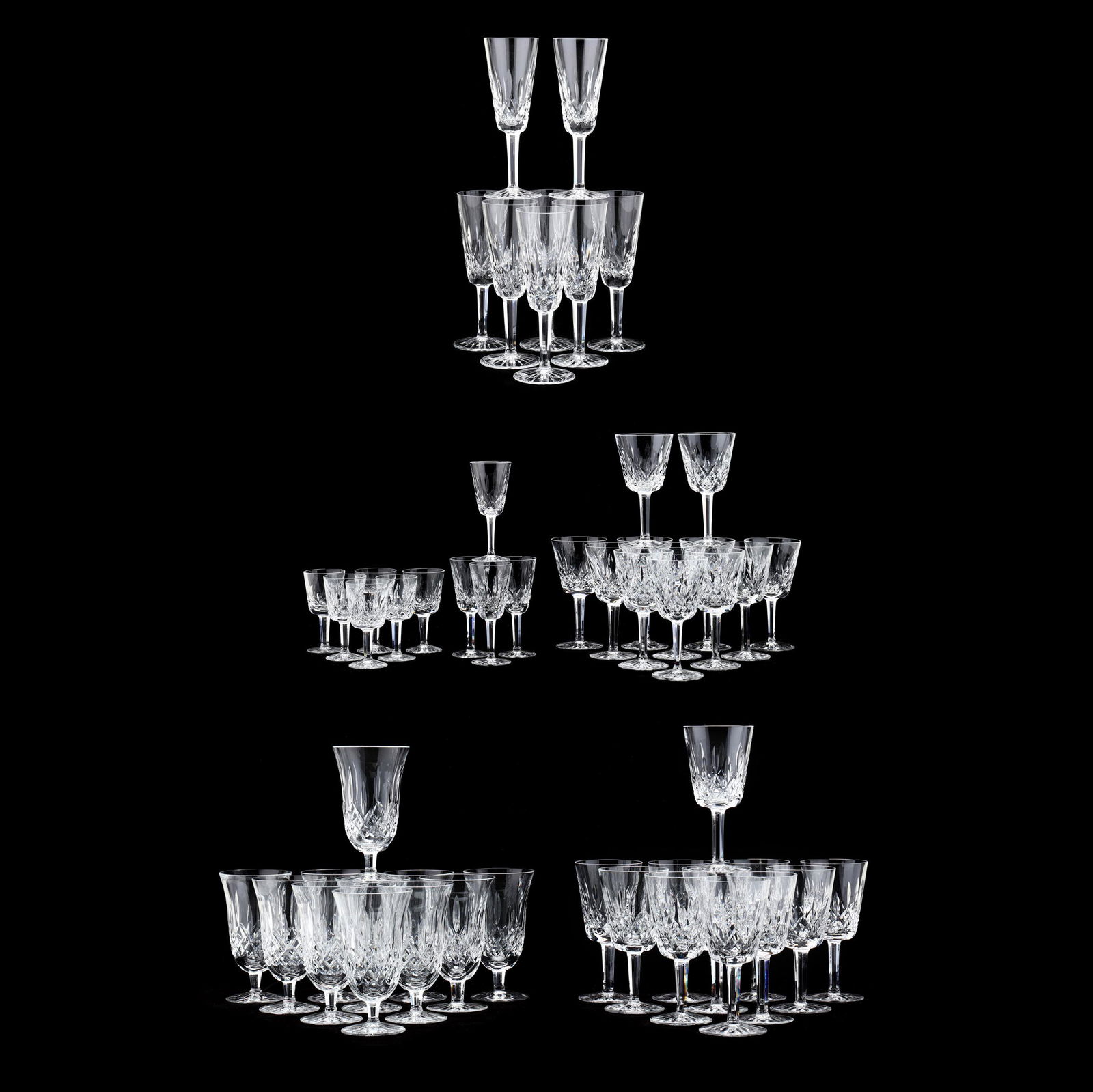 Waterford, (52) Pieces of  Lismore  Crystal Stemware (1 of 10)