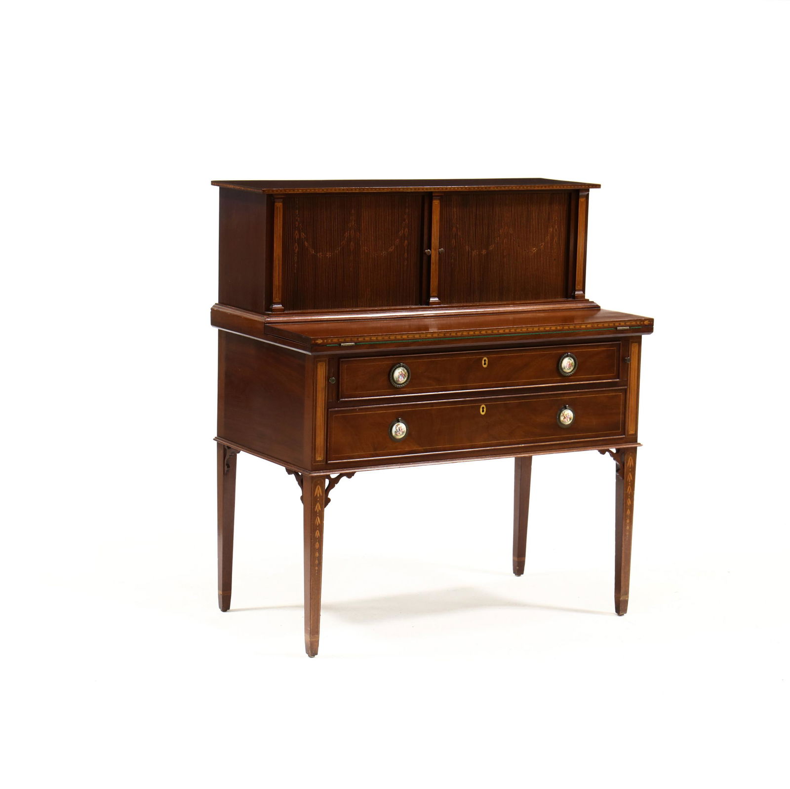 New England Hepplewhite Finely Inlaid Mahogany Tambour Desk (1 of 9)