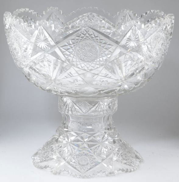 382 American Brilliant Period Cut Glass Punch Bowl