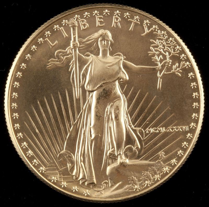 1986 American Eagle One Ounce Gold Bullion Coin: 1986 American Eagle One Ounce Gold Bullion Coin brilliant uncirculated.