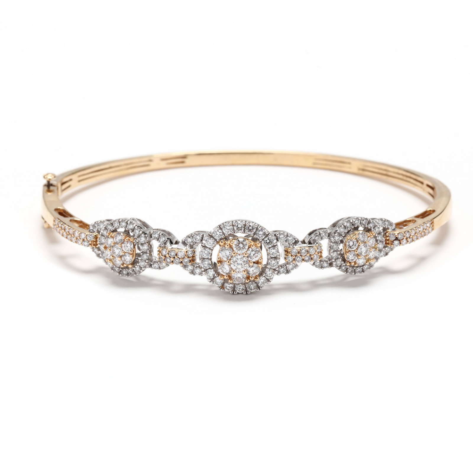Bi-Color Gold and Diamond Bangle Bracelet (1 of 5)