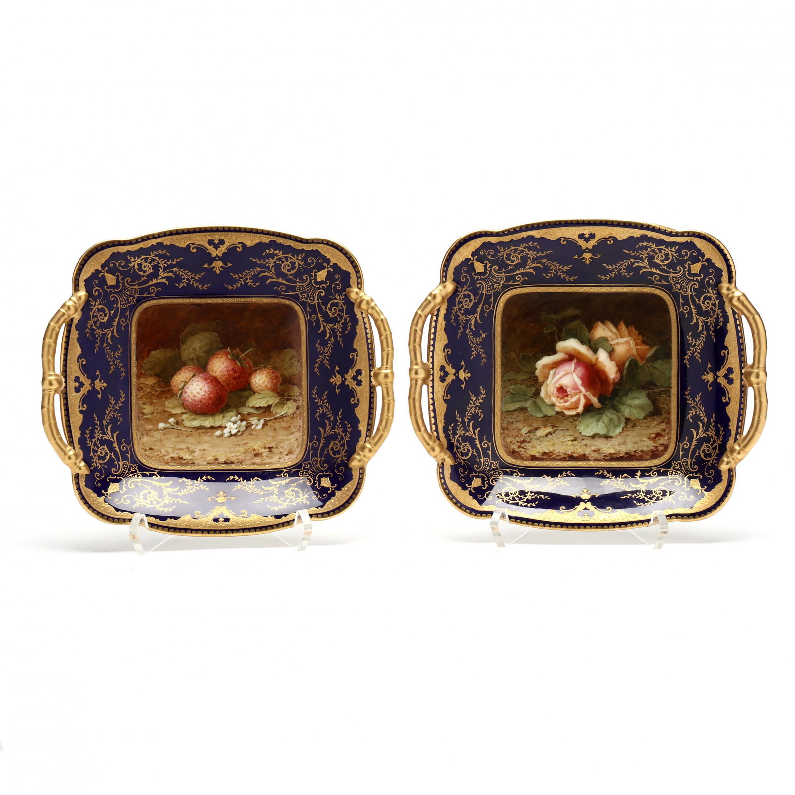 Pair of Coalport Hand-Painted Cabinet Dishes (1 of 6)