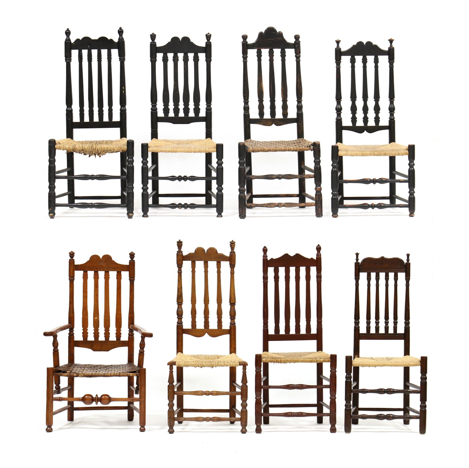 Assembled Group of Eight New England Bannister Back Chairs (1 of 10)