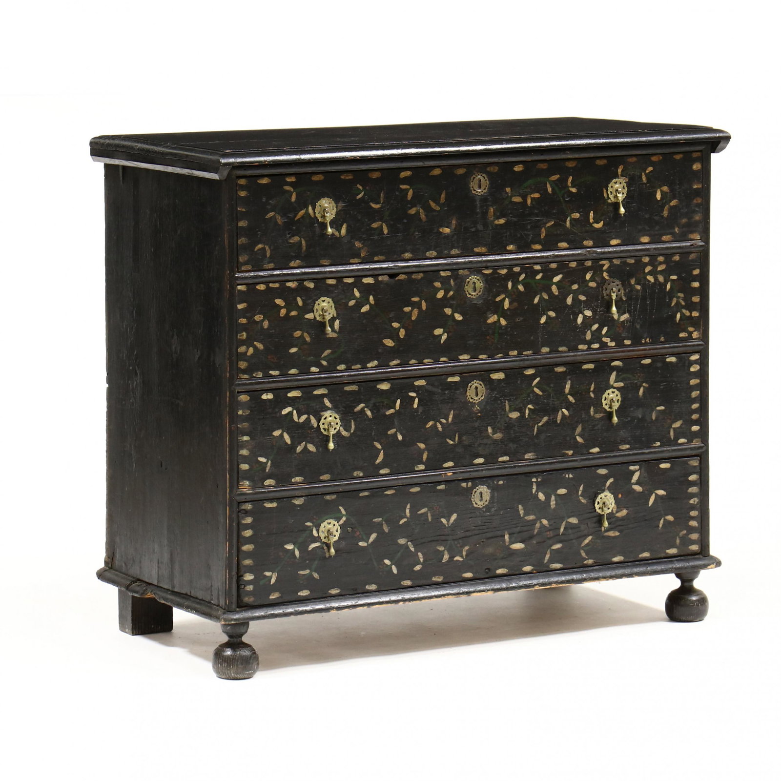 New England, William and Mary Style Painted Chest of Drawers (1 of 6)