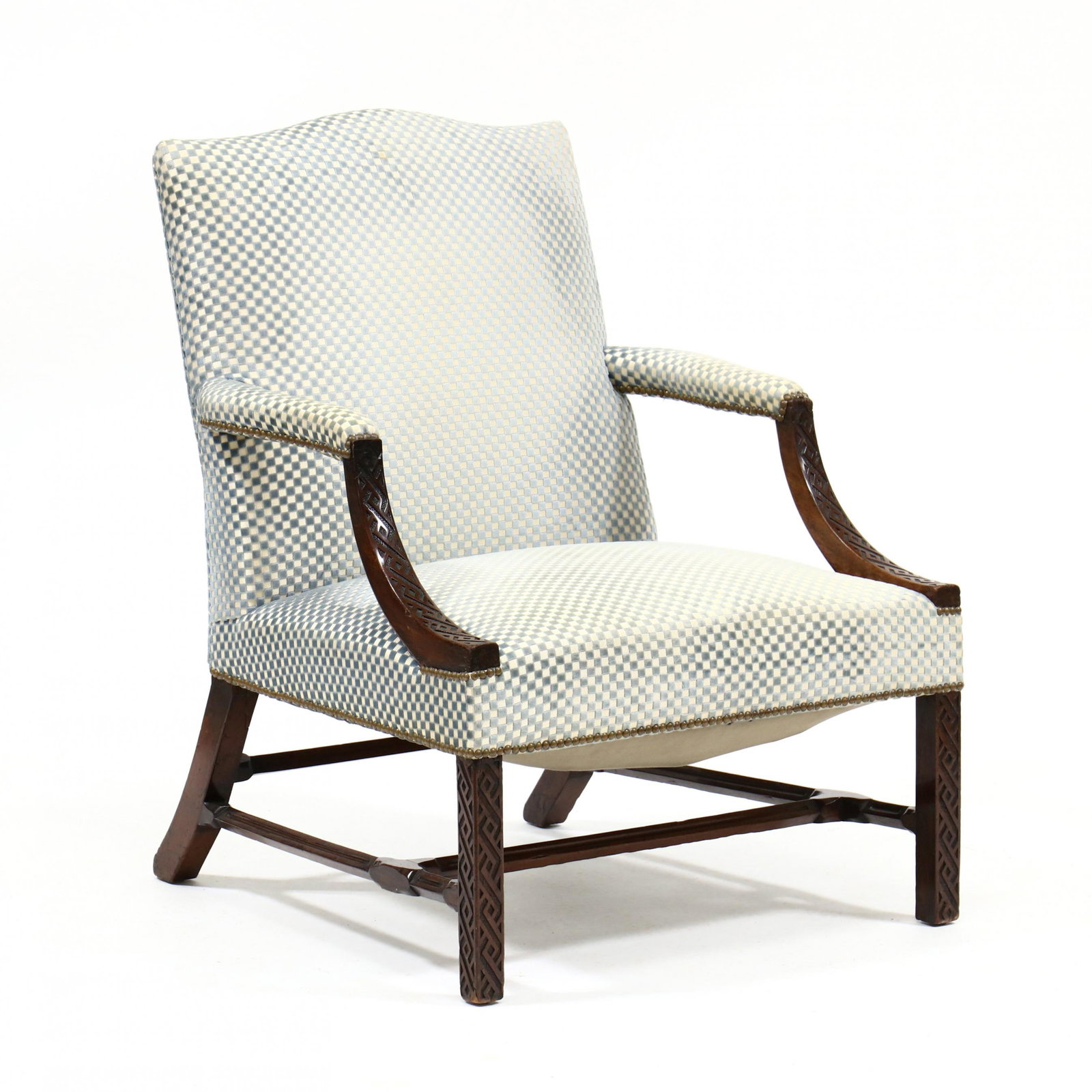 English Chinese Chippendale Carved Mahogany Library Chair (1 of 5)