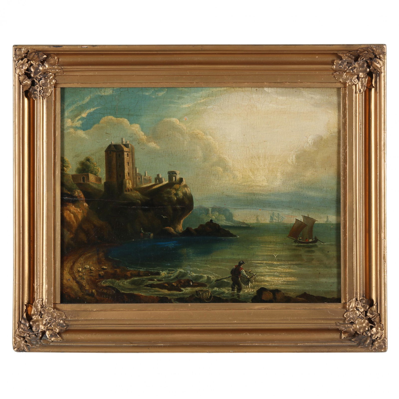 J. West (British, 19th century), Fishing Cove with Tower House (1 of 6)