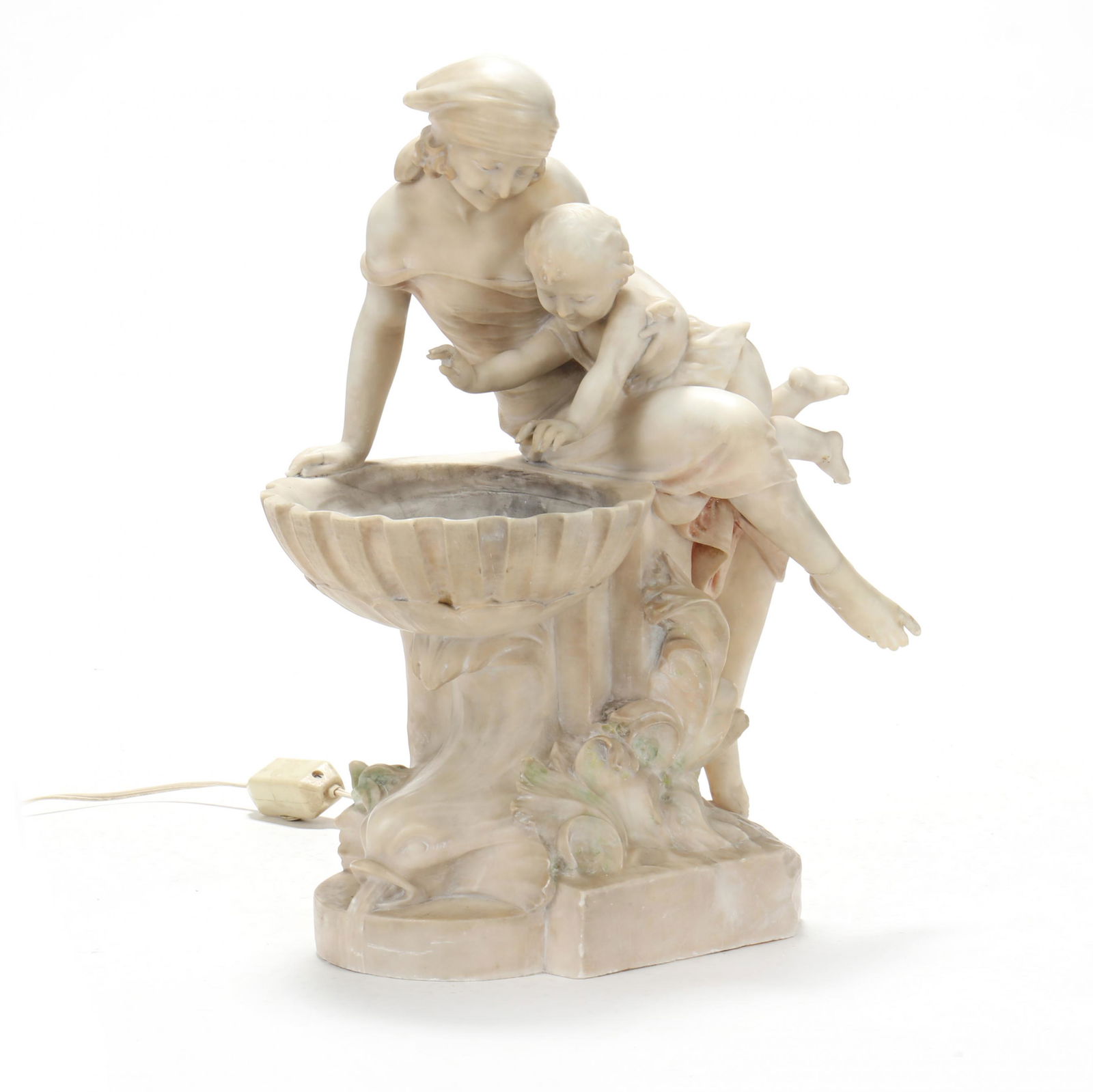 Gallery Pietro Bazzanti, Alabaster Sculpture of Mother and Child at a Fountain (1 of 10)