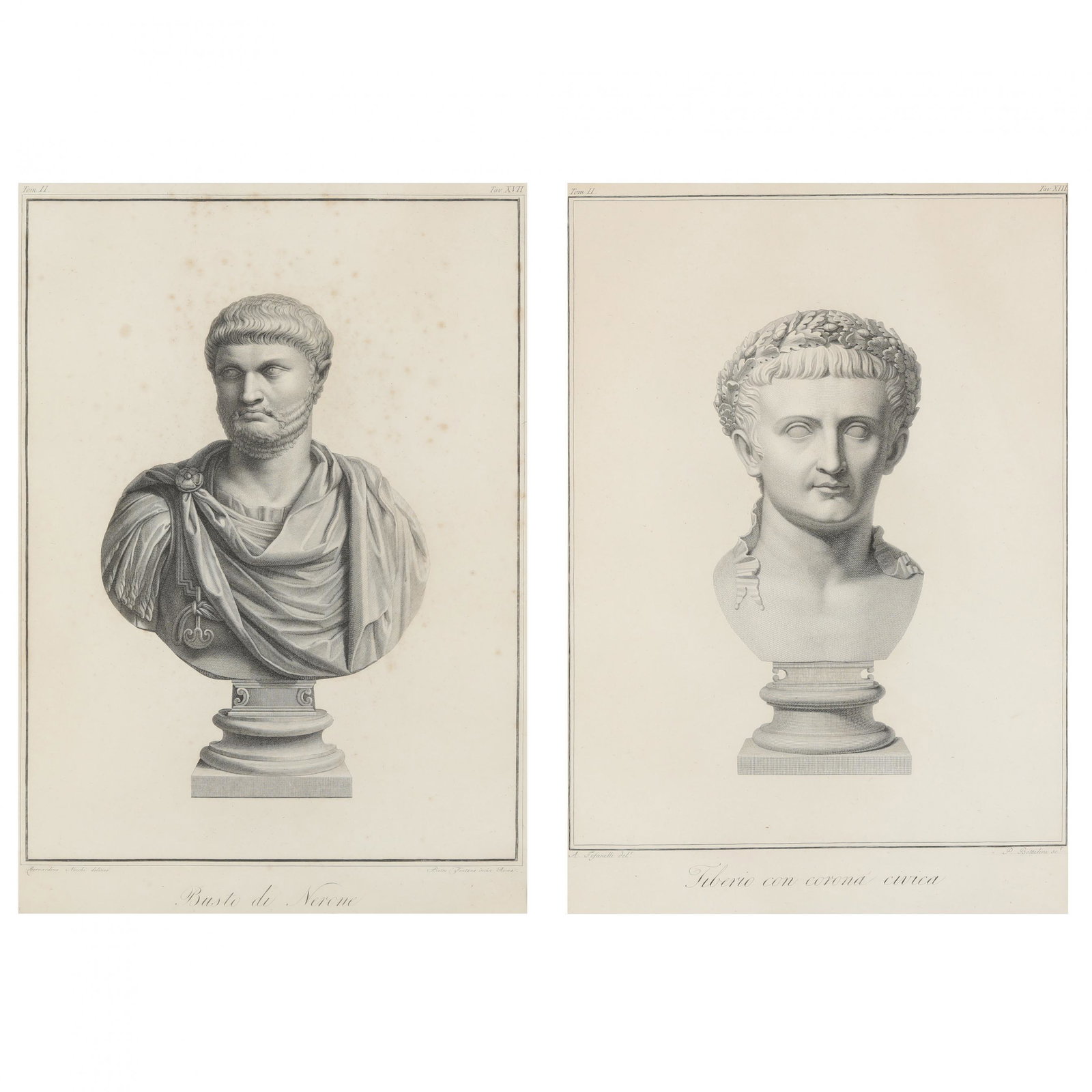 Two Antique Italian Engravings of Roman Busts (1 of 10)