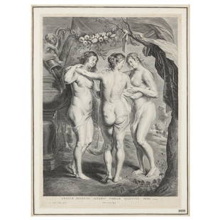 after Peter Paul Rubens (Flemish, 1577-1640), The Three Graces: after Peter Paul Rubens (Flemish, 1577-1640), The Three Gracesetching and engraving (mounted later sheet), engraved by Pieter de Jode II the Younger (Flemish, circa 1606-1674), printed circa 1630-45,