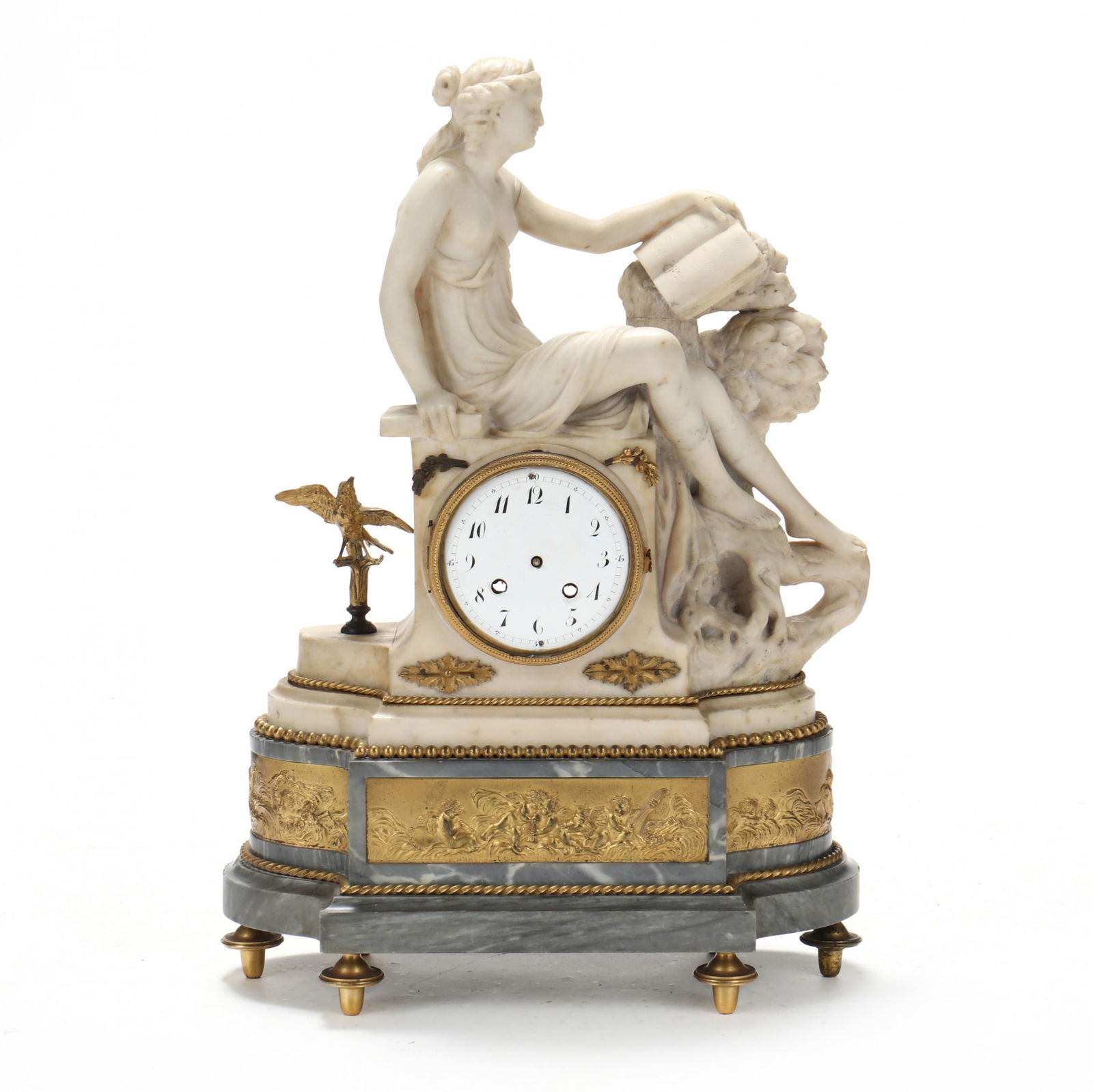 Neoclassical Marble and Ormolu Figural Mantel Clock (1 of 10)