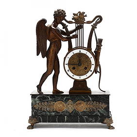 Medaille D'Argent Vincenti, Neoclassical Style Bronze and Marble Figural Mantel Clock (1 of 10)