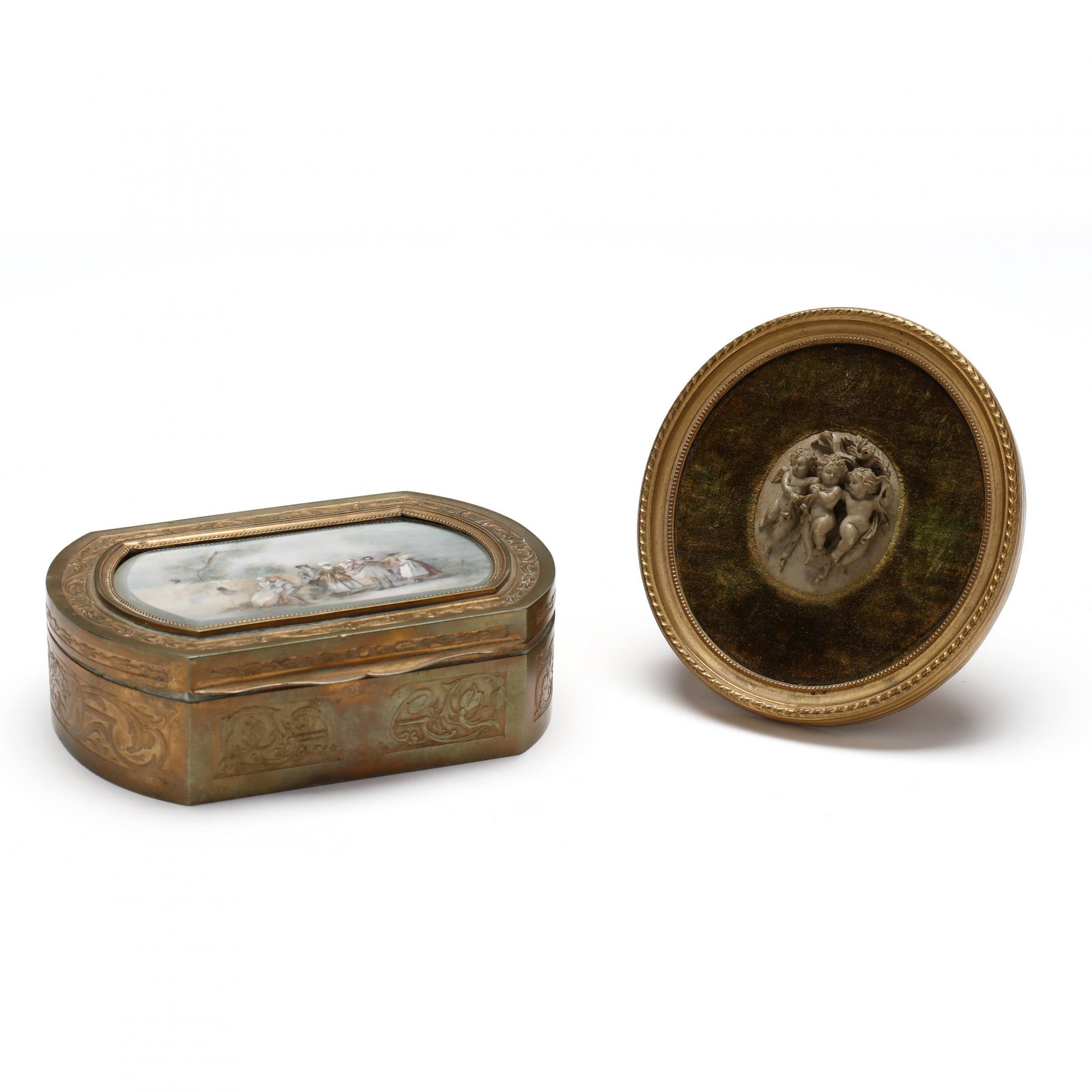 Antique Continental Framed Relief Work and Souvenir Dresser Box (1 of 5)