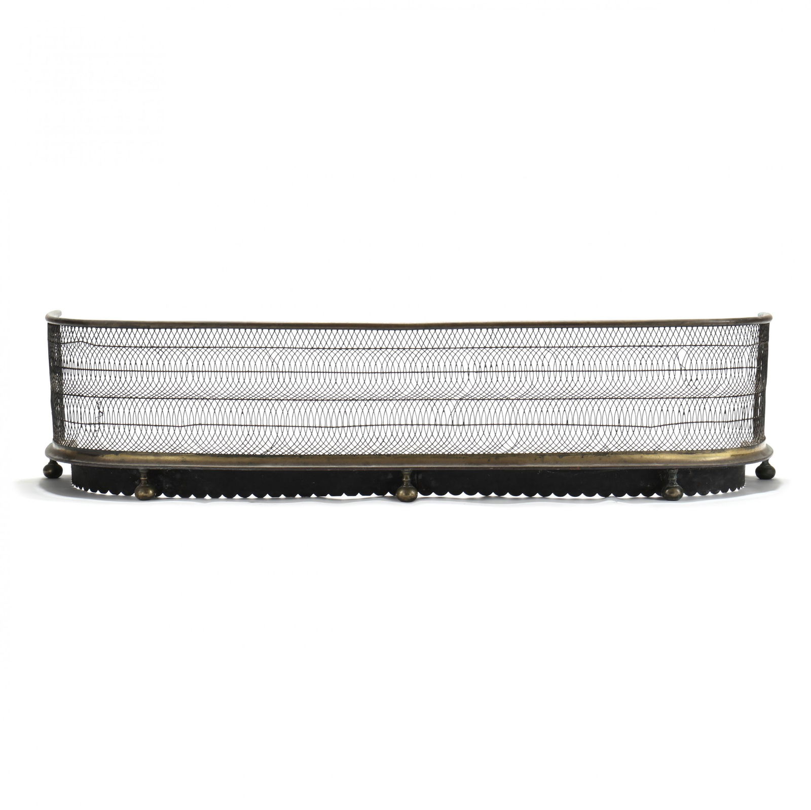 Antique Iron And Brass Wirework Fire Fender