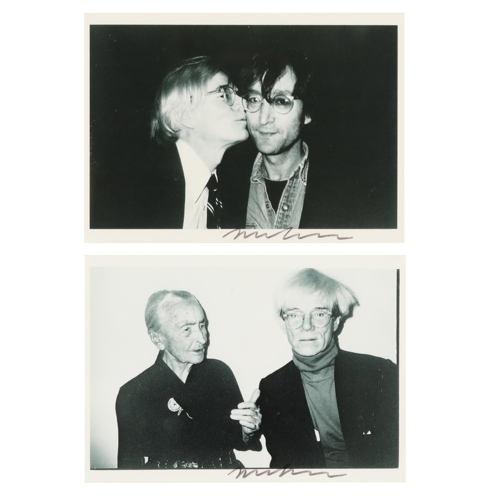 Christopher Makos (American, b. 1948), Two Photographs of Andy Warhol, John Lennon, and Georgia (1 of 5)